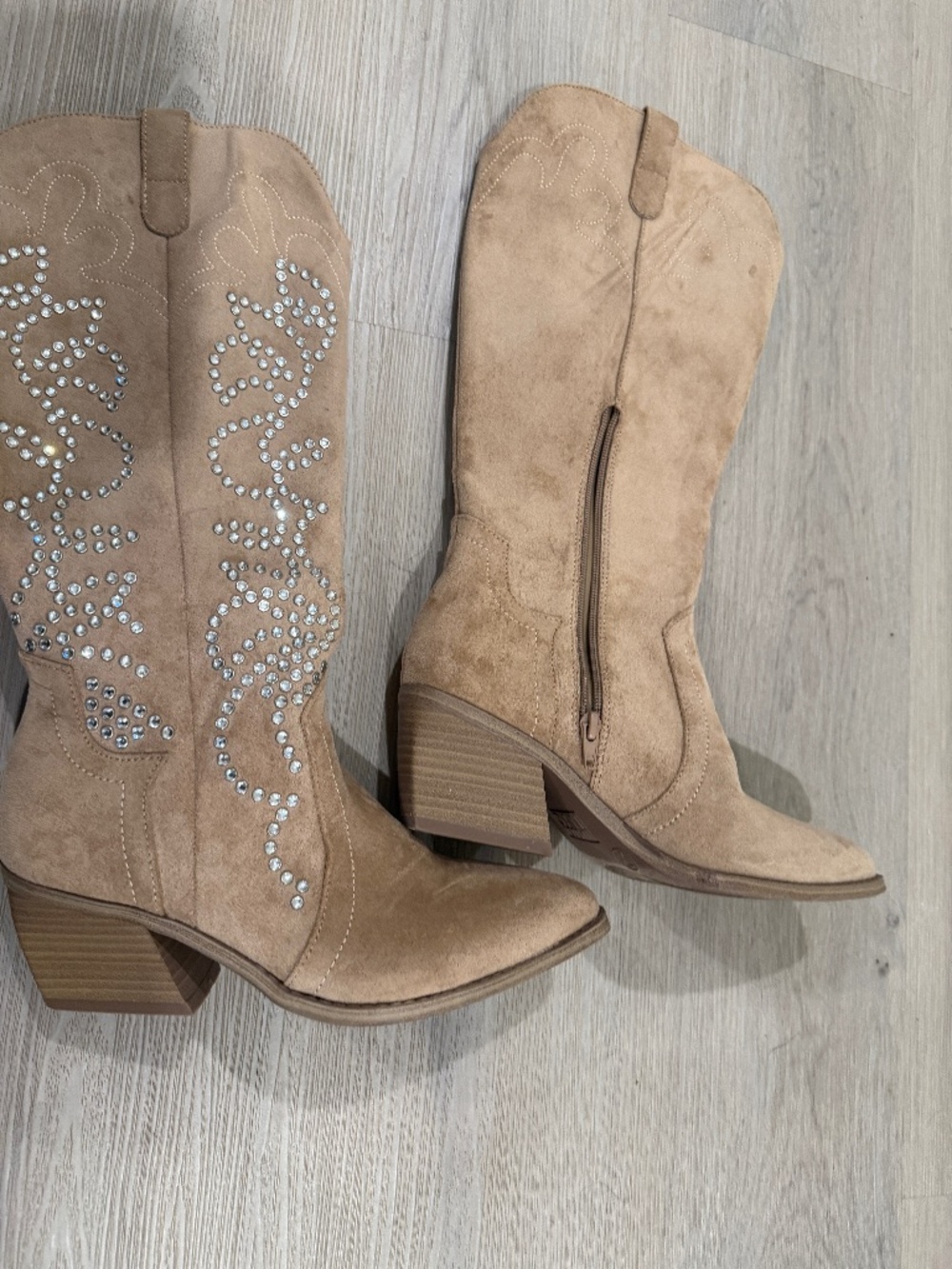 Madden NYC sparkly tan boots